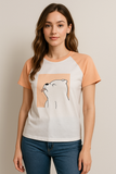 Women Trendy Print Color Black Oversized Loose Tshirt Tees