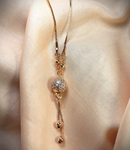 Dazzling Gold Pendant Necklace with Sparkling Orb Charm