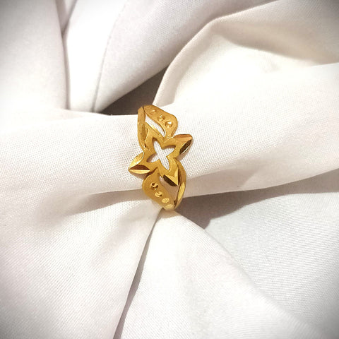 Delicate Floral Cutwork Gold Ring